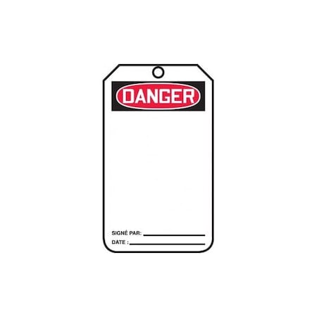 Accuform French Safety Tags, DANGER BLANK, 5.75in x 3.25in, RP-Plastic, 5PK TCF009PTM